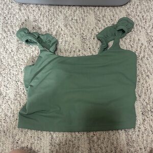 Ruffle Strap Olive Green Crop Top